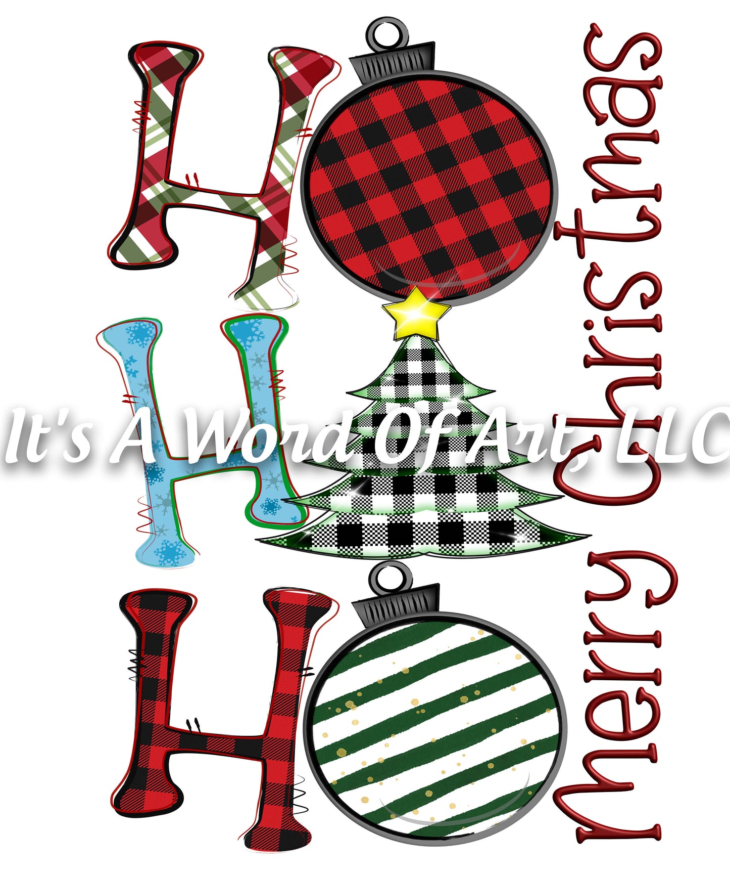 Christmas 164 - Ho Ho Ho Christmas Ornaments Merry Christmas - Sublimation Transfer Set/Ready To Press Sublimation Transfer