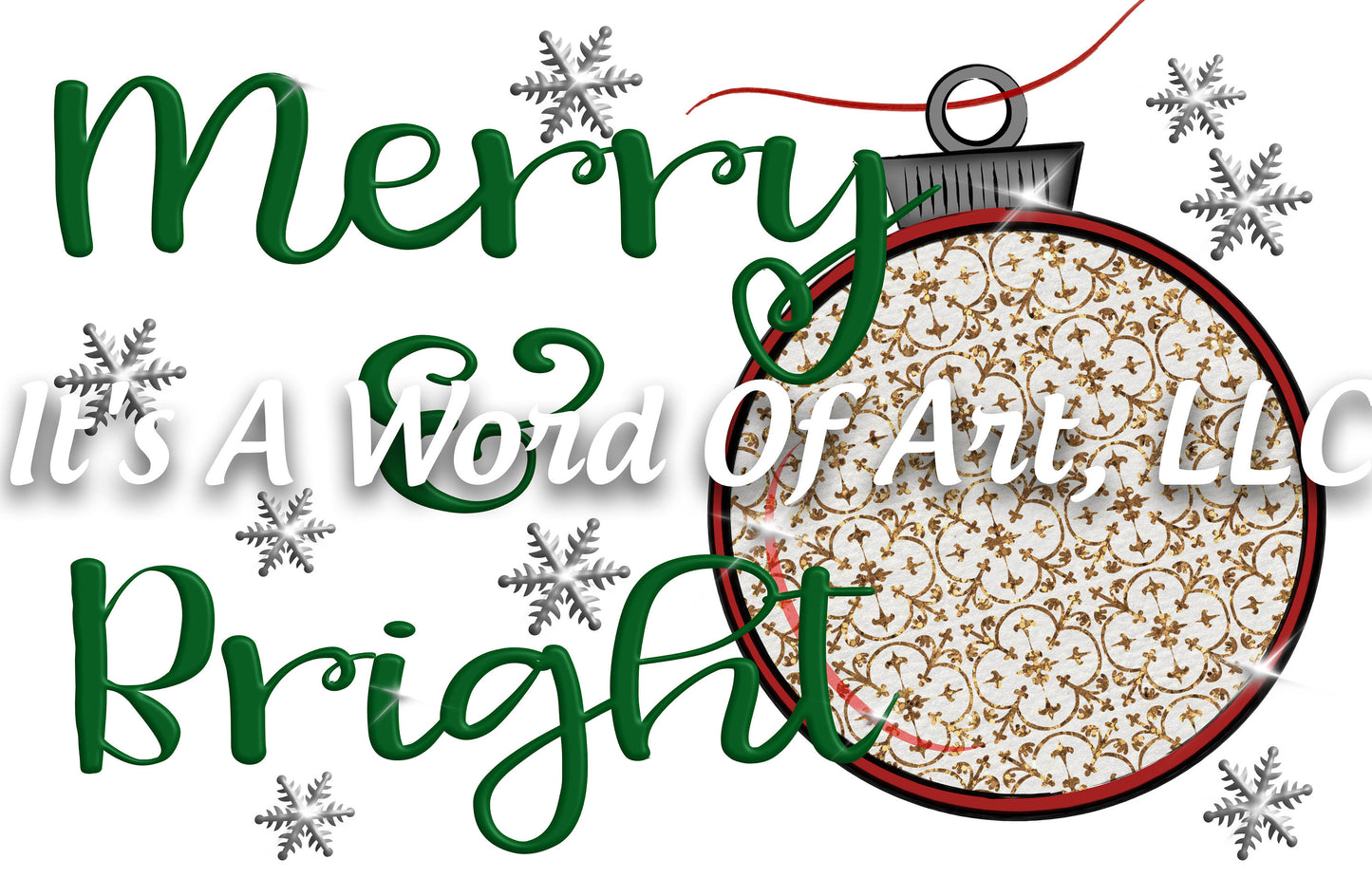 Christmas 163 - Merry & Bright Christmas Tree Ornament - Sublimation Transfer Set/Ready To Press Sublimation Transfer/Sublimation Transfer