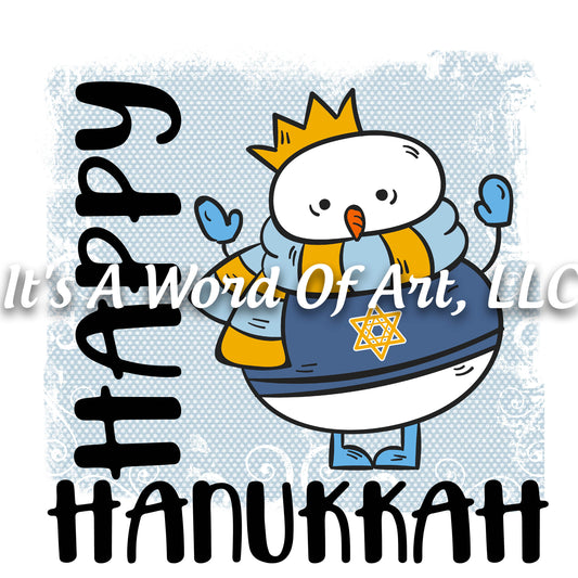 Christmas/Hanukkah 140 - Happy Hanukkah Snowman - Sublimation Transfer Set/Ready To Press Sublimation Transfer