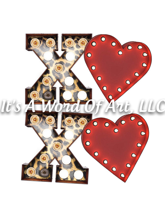 Valentines Day  1 - XO XO Heart Lights- Sublimation Transfer Set/Ready To Press Sublimation Transfer/Sublimation Transfer