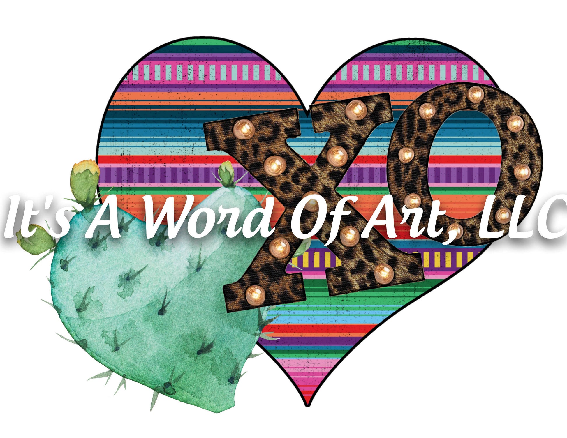 Valentines Day 20 - XO Serape Heart Cactus Heart - Sublimation Transfer Set/Ready To Press Sublimation Transfer/Sublimation Transfer