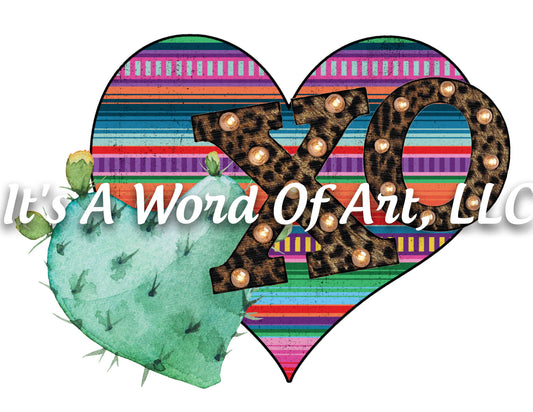 Valentines Day 20 - XO Serape Heart Cactus Heart - Sublimation Transfer Set/Ready To Press Sublimation Transfer/Sublimation Transfer