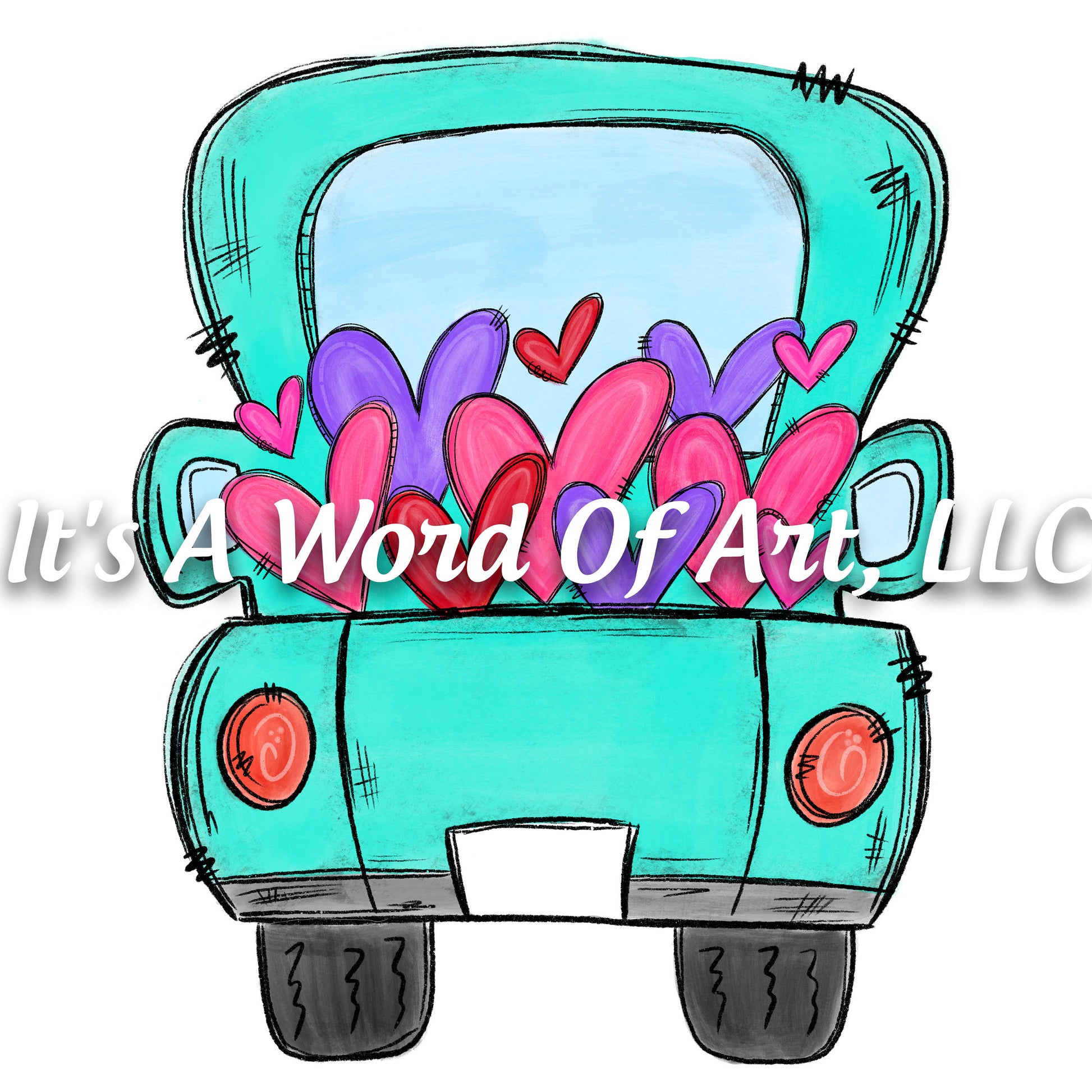 Valentines Day 33 - XOXO Blank Truck Big Blue Truck Love - Sublimation Transfer Set/Ready To Press Sublimation Transfer/Sublimation Transfer