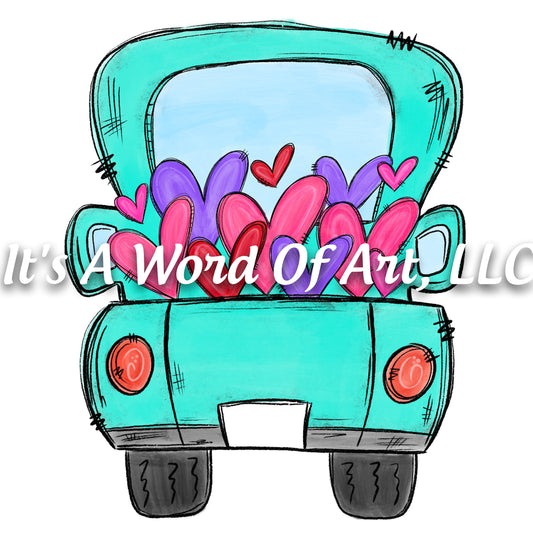 Valentines Day 33 - XOXO Blank Truck Big Blue Truck Love - Sublimation Transfer Set/Ready To Press Sublimation Transfer/Sublimation Transfer