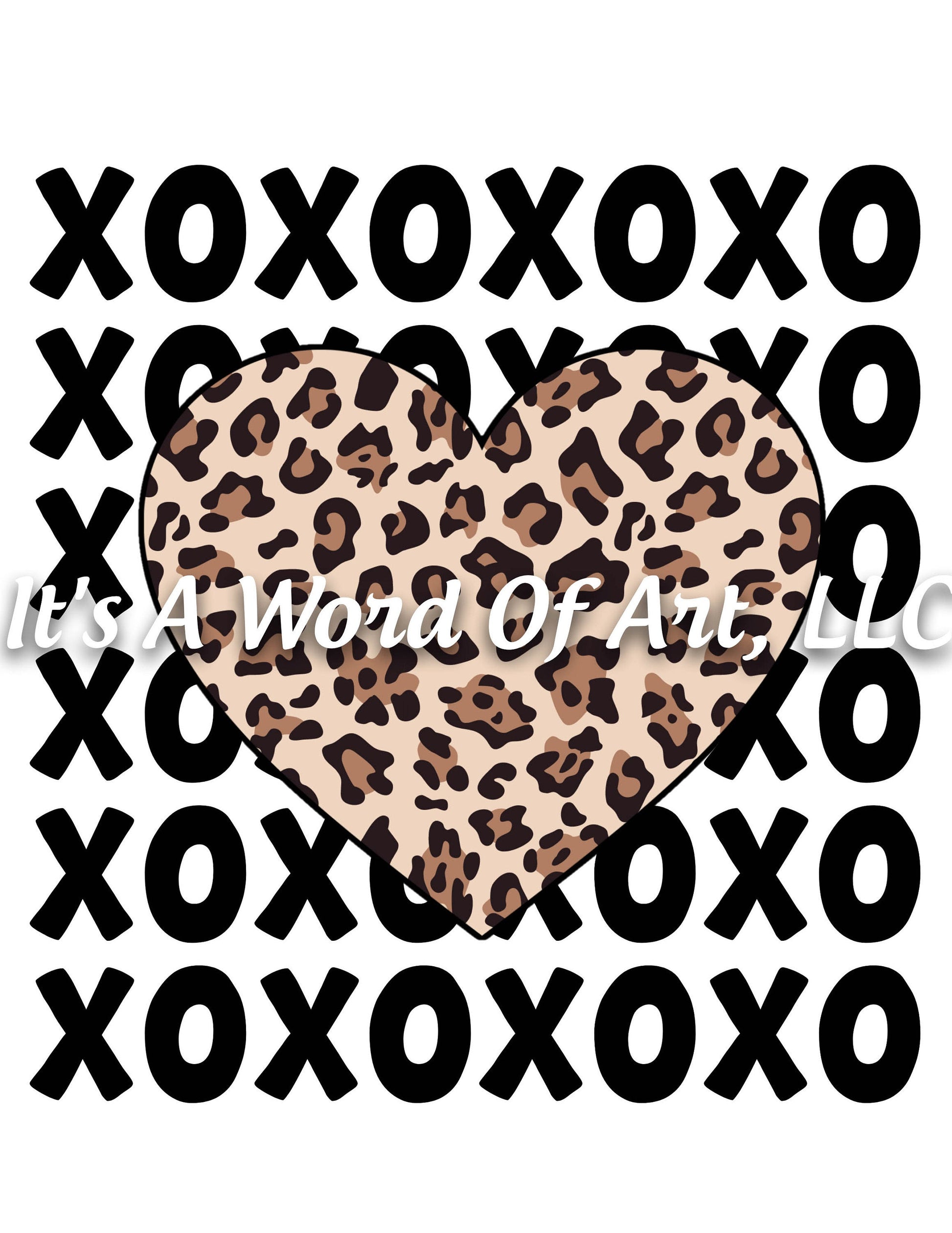 Valentines Day 87 - XO XO XO Repeated Leopard Heart - Sublimation Transfer Set/Ready To Press Sublimation Transfer/Sublimation Transfer