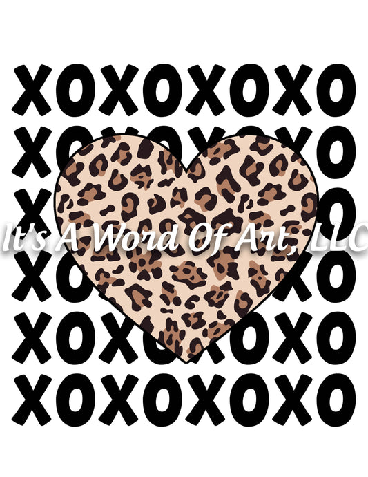 Valentines Day 87 - XO XO XO Repeated Leopard Heart - Sublimation Transfer Set/Ready To Press Sublimation Transfer/Sublimation Transfer