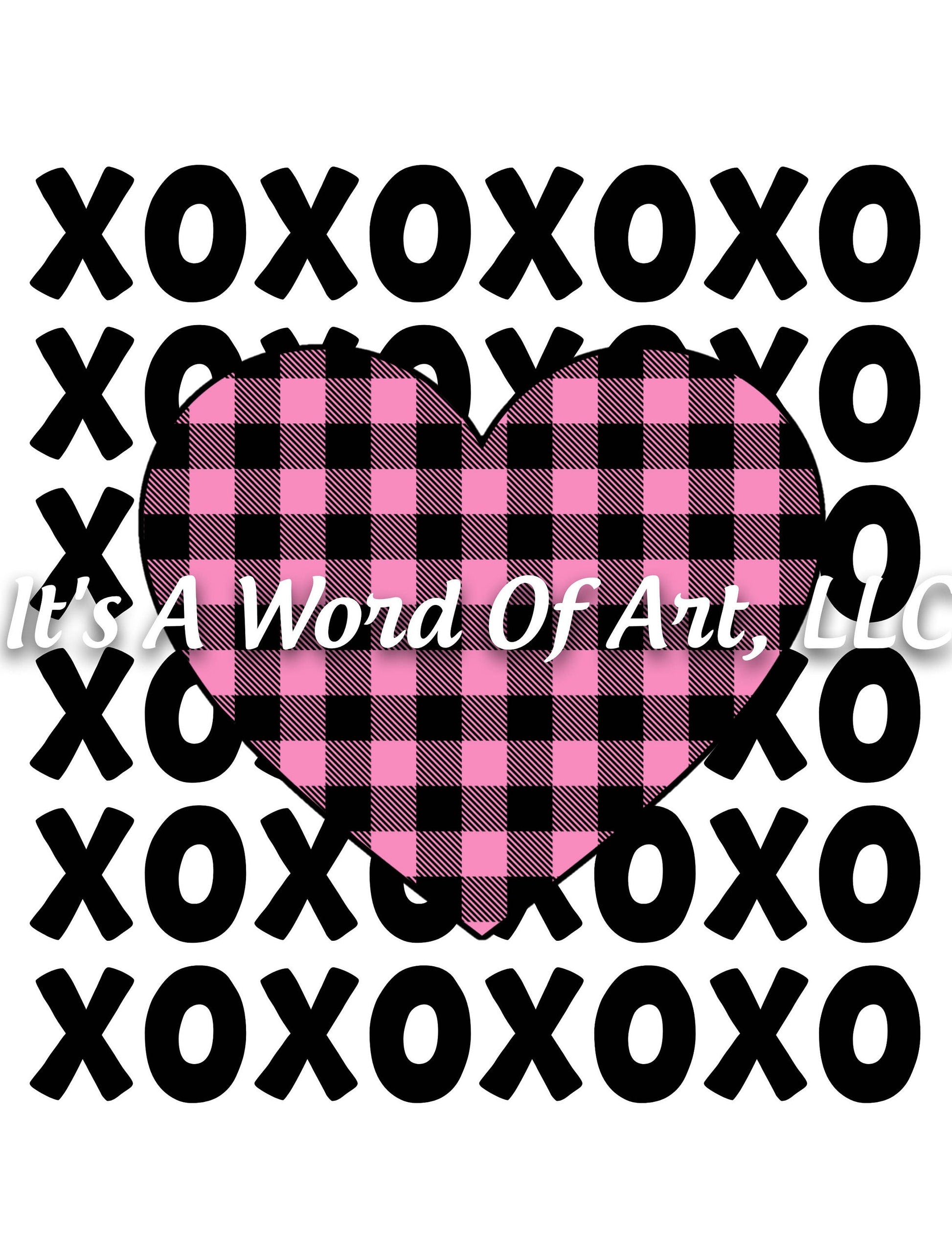 Valentines Day 89 - XO XO XO Repeated Plaid Heart - Sublimation Transfer Set/Ready To Press Sublimation Transfer/Sublimation Transfer
