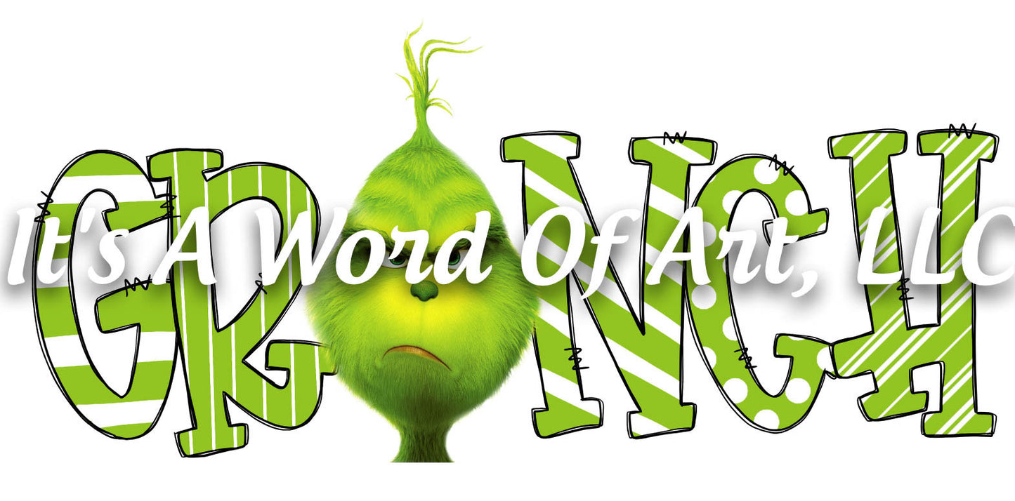 Christmas 221 - Grinch Doodle Letters - Sublimation Transfer Set/Ready To Press Sublimation Transfer/Sublimation Transfer