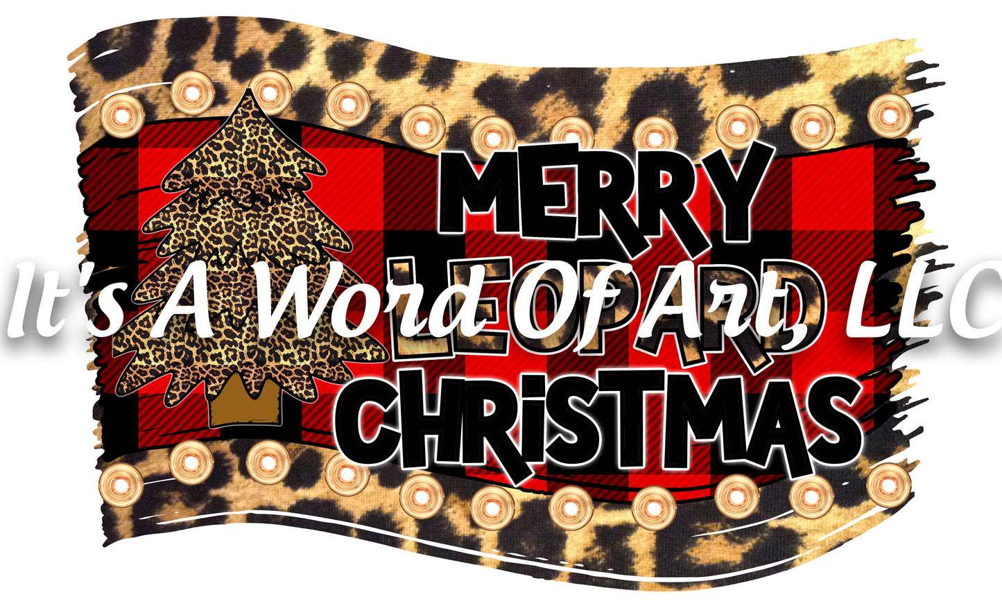 Christmas 217 - Merry Leopard Christmas Plaid Frame - Sublimation Transfer Set/Ready To Press Sublimation Transfer/Sublimation Transfer