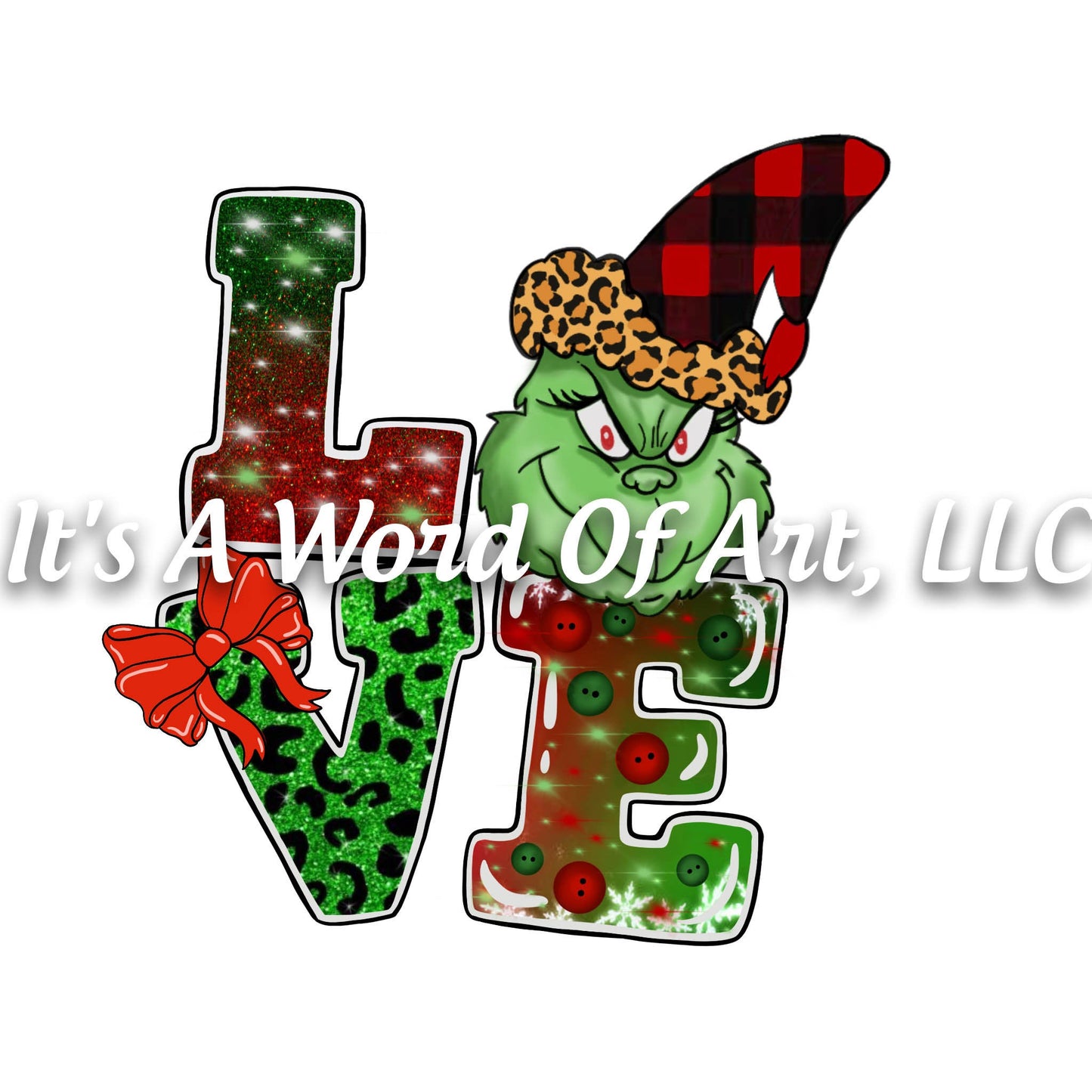 Christmas 215 - LOVE- Grinch Plaid Leopard Santa - Sublimation Transfer Set/Ready To Press Sublimation Transfer/Sublimation Transfer