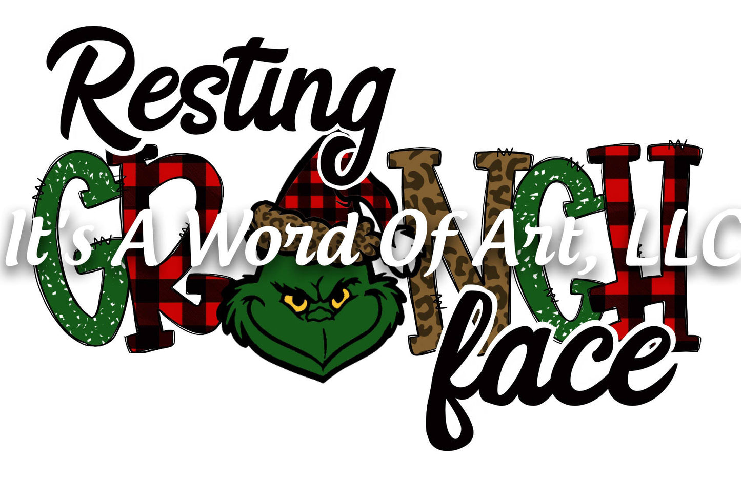Christmas 213 - Resting Grinch Face Buffalo Plaid - Sublimation Transfer Set/Ready To Press Sublimation Transfer/Sublimation Transfer