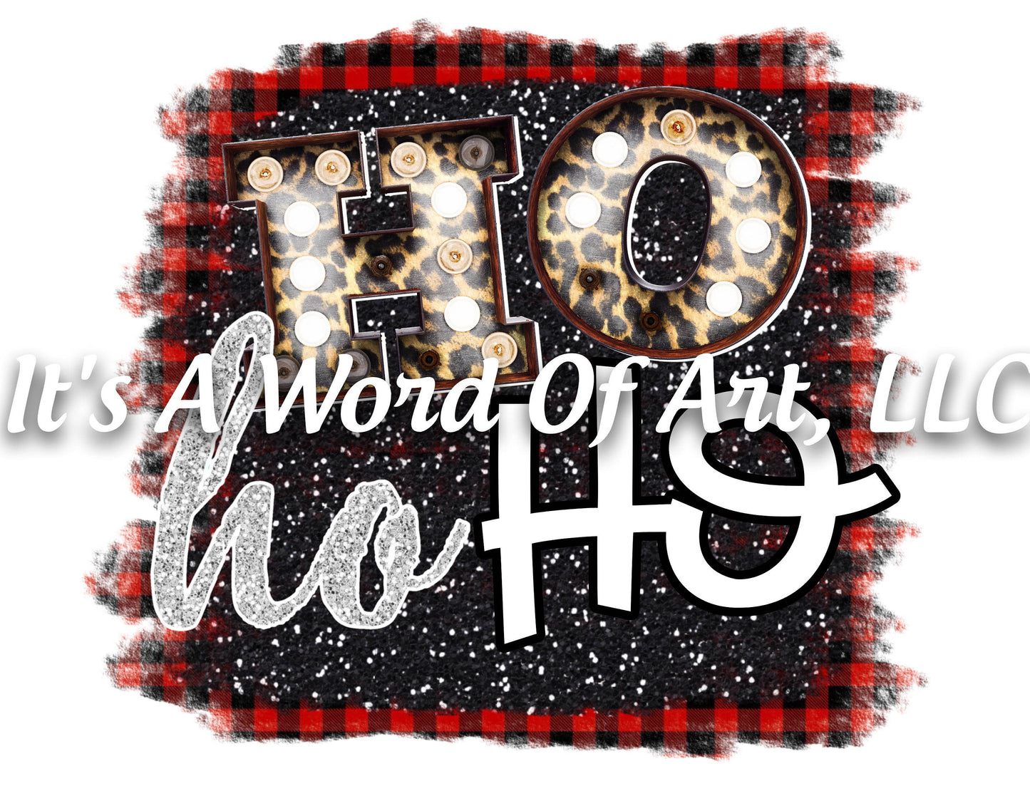 Christmas 196 - Ho Ho Ho Buffalo Plaid Shiny Sparkles - Sublimation Transfer Set/Ready To Press Sublimation Transfer/Sublimation Transfer