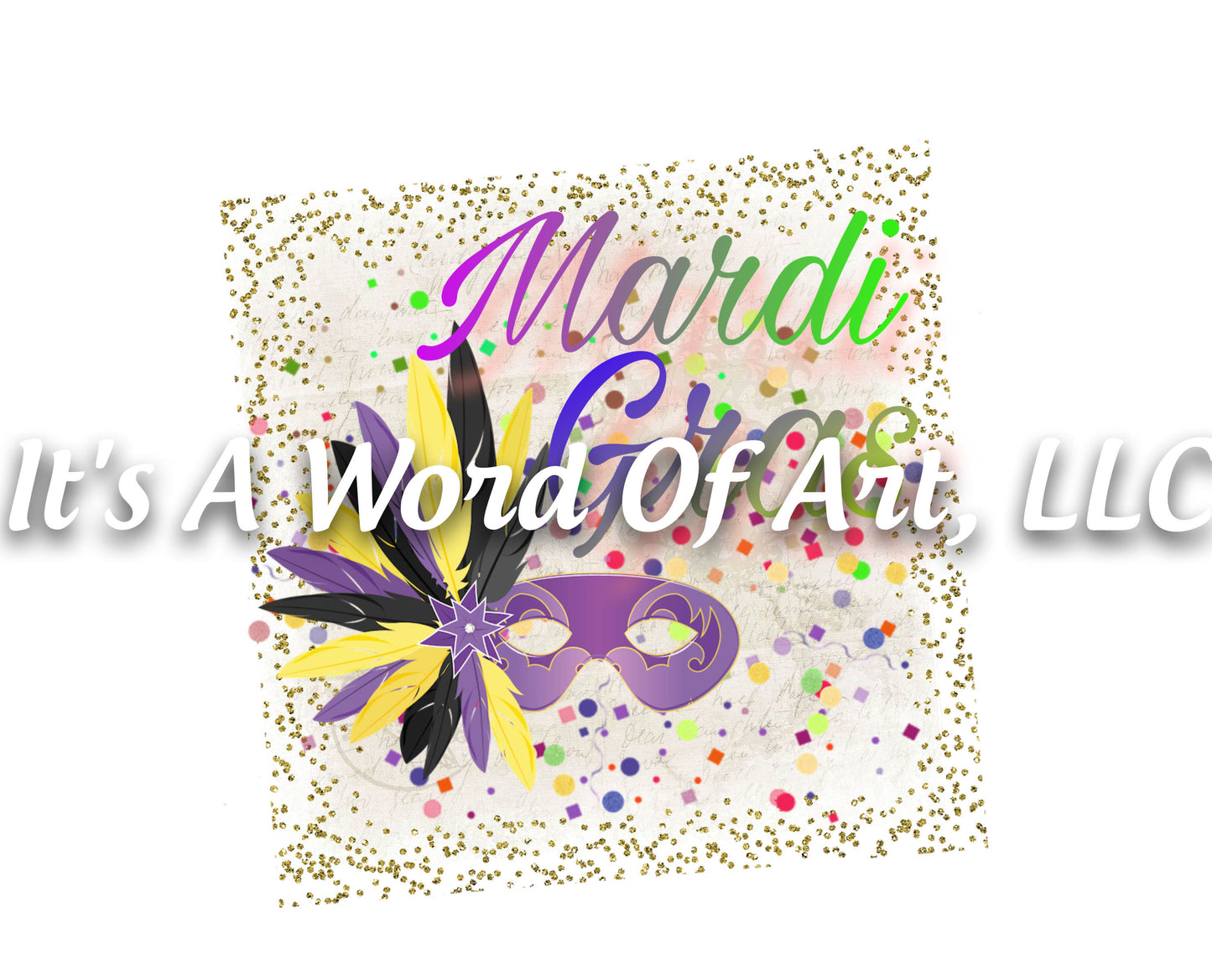 Mardi Gras 16 - Mardi Gras Mask Glitter Frame - Sublimation Transfer Set/Ready To Press Sublimation Transfer/Sublimation Transfer