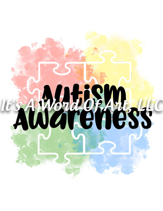 Autism 44 - Autism Awareness Watercolor Autism Ribbon Colors - Sublimation Transfer Set/Ready To Press Sublimation Transfer