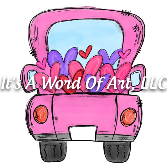 Valentines Day 35 - XOXO Truck Big Pink Truck - Sublimation Transfer Set/Ready To Press Sublimation Transfer/Sublimation Transfer
