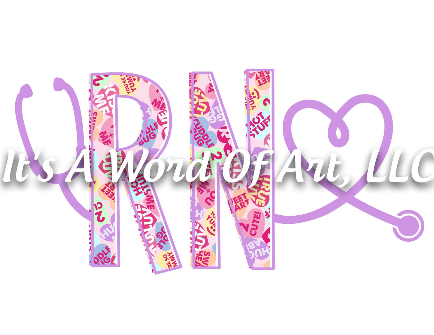 Valentines Day 130 - RN Registered Nurse Heart Stethoscope Nursing - Sublimation Transfer Set/Ready To Press Sublimation Transfer