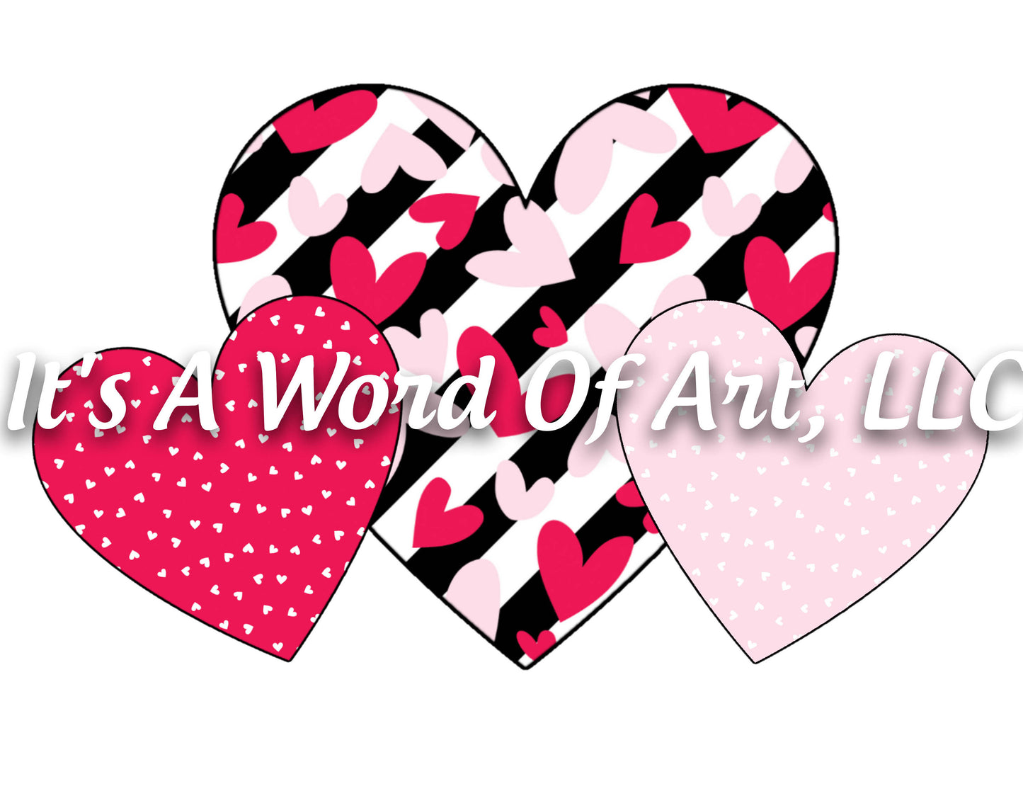 Valentines Day 151 - Stripe Heart Plaid Heart Polka Dot Heart - Sublimation Transfer Set/Ready To Press Sublimation Transfer