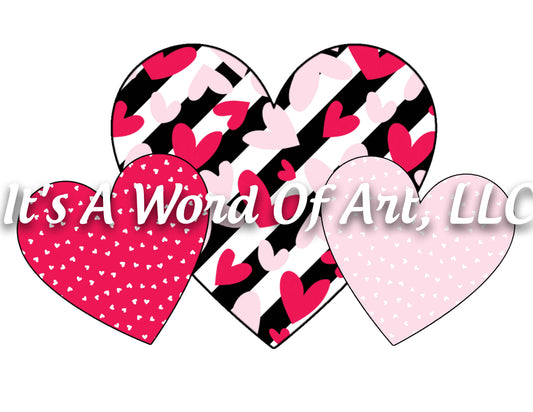 Valentines Day 151 - Stripe Heart Plaid Heart Polka Dot Heart - Sublimation Transfer Set/Ready To Press Sublimation Transfer