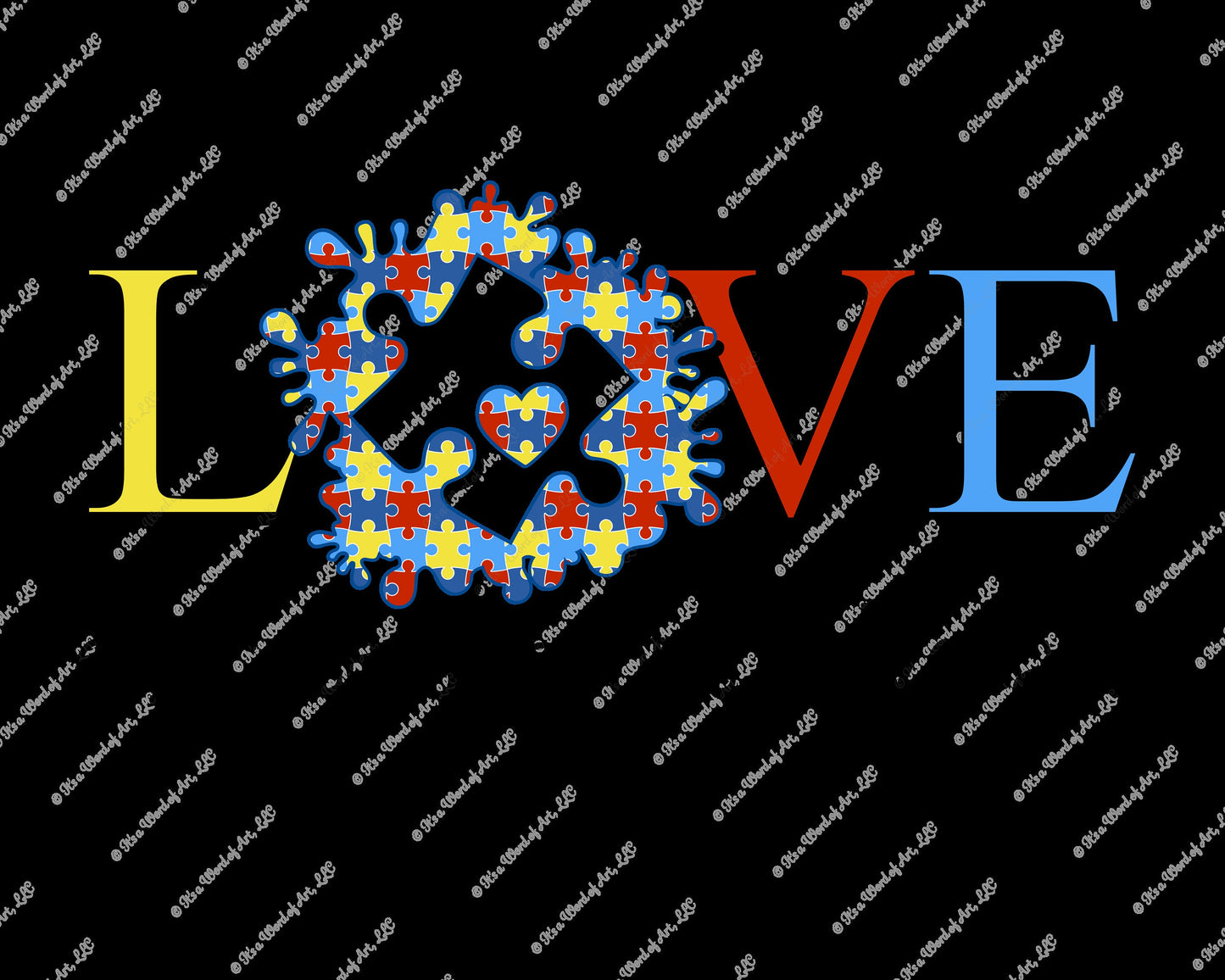 Autism 49 - LOVE Autism Awareness Puzzle Piece - Sublimation Transfer Set/Ready To Press Sublimation Transfer