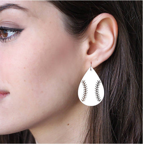 Sublimation Earring Blank Acrylic - Baseball Shape - Sublimatable Acrylic White Earrings - No Hardware Included - Ready to Press