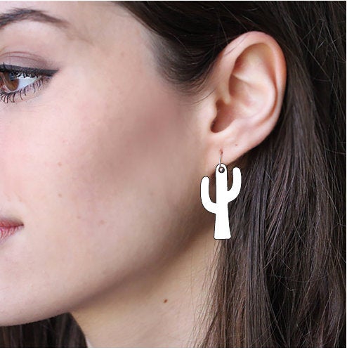 Sublimation Earring Blank Acrylic - Cactus Shape - Sublimatable Acrylic White Earrings - No Hardware Included - Ready to Press