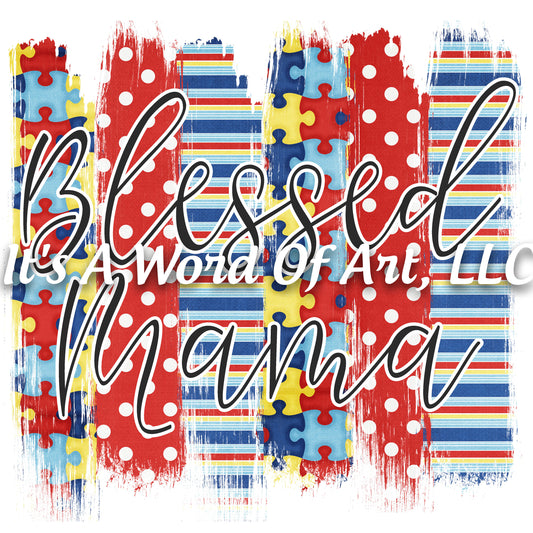 Autism 58 - Blessed Mama - Sublimation Transfer Set/Ready To Press Sublimation Transfer - Autism Mom - Puzzle Piece - Autism Awareness