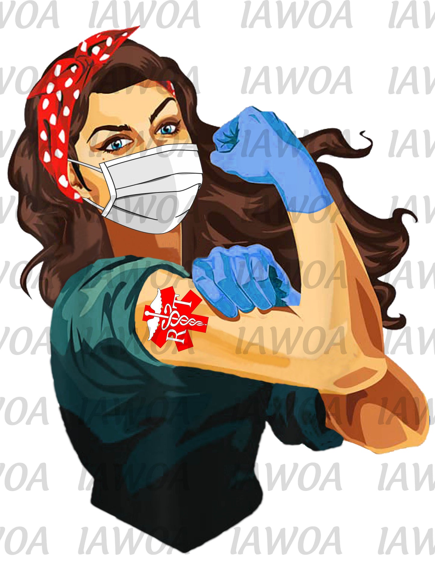 Rosie Riveter 12 - Registered Respiratory Therapist RT Frontline Workers - Sublimation Transfer Set/Ready To Press Sublimation Transfer/