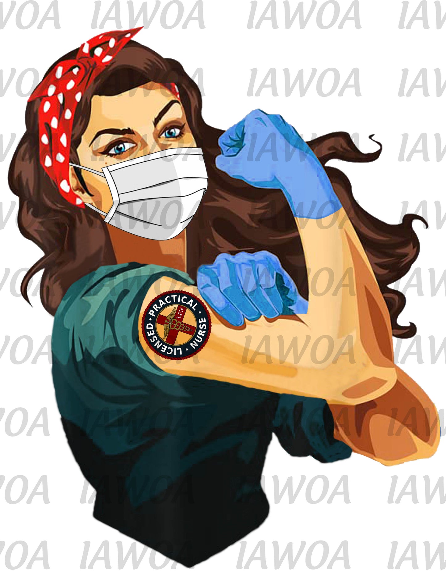 Rosie Riveter 17 - LPN Licensed Practical Nurse Frontline Workers - Sublimation Transfer Set/Ready To Press Sublimation Transfer
