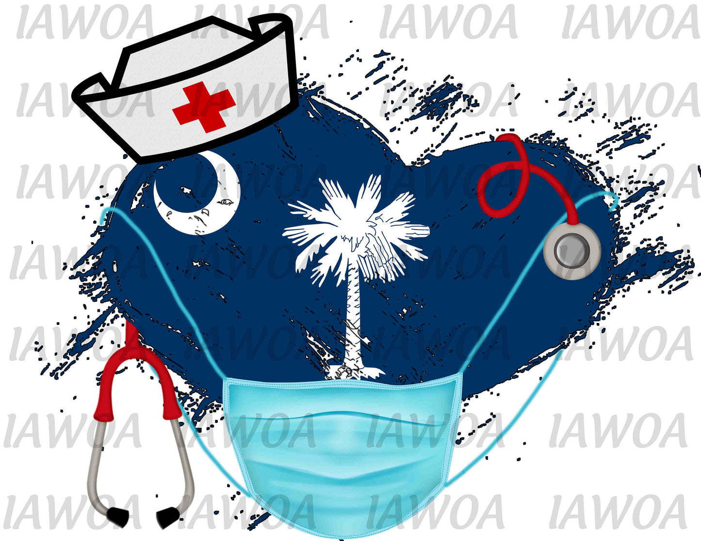 Nurse State Mask 41 - South Carolina Nurses Emergency Frontline Workers - Sublimation Transfer Set/Ready To Press Sublimation Transfe