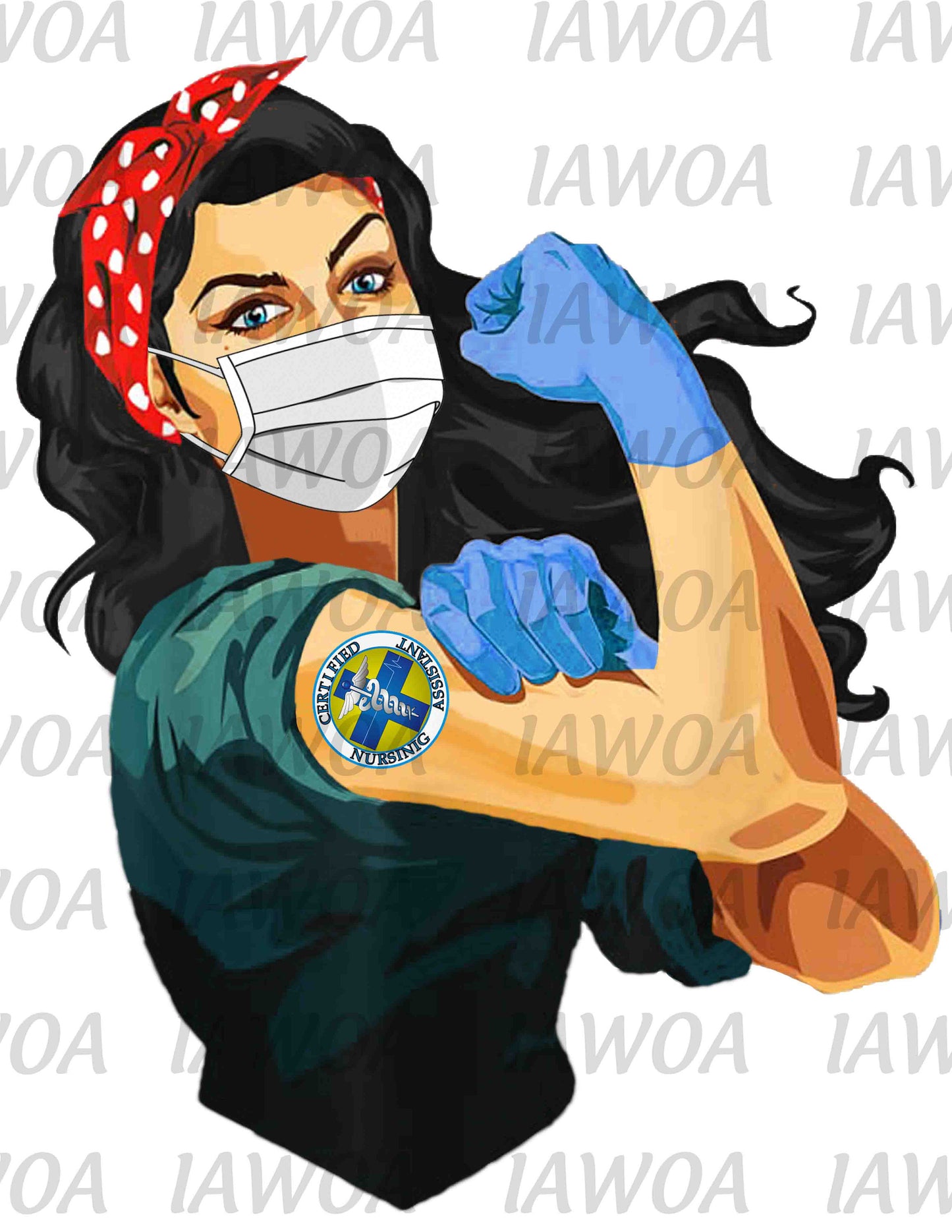 Rosie Riveter 32 - Certified Nursing Assistant Black Hair - Sublimation Transfer Set/Ready To Press Sublimation Transfer