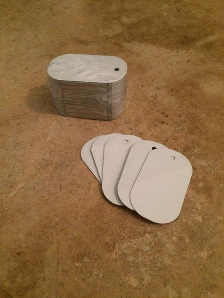 Sublimation Dog Tag BLANKS Single White Sided - Pack of 5, 10, 15, 20, 25 - Triple UV Coated .025" Thick