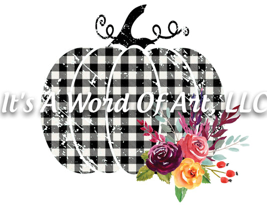 Fall 56 - Pumpkin Gingham Plaid Print Flower Autumn - Sublimation Transfer Set/Ready To Press Sublimation Transfer Sub Transfer