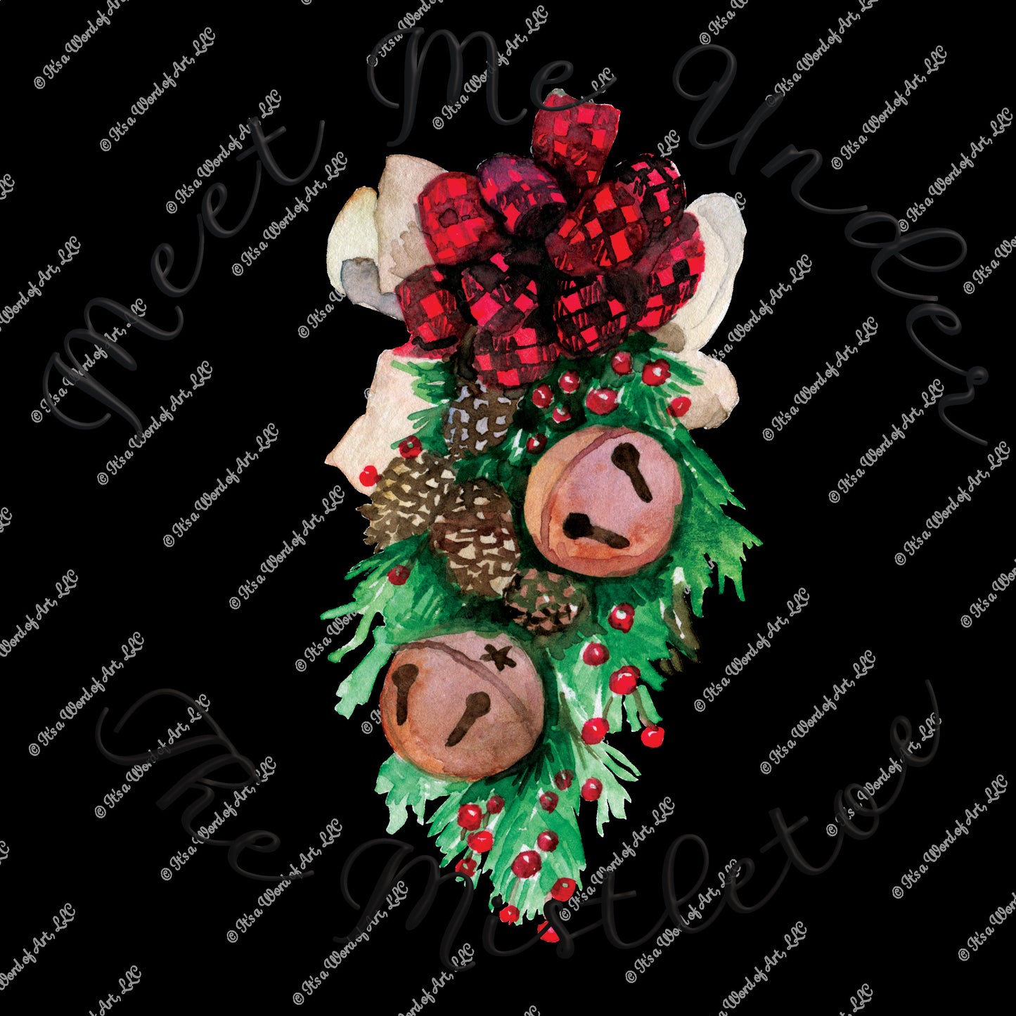 Christmas 323 - Meet me Under the Mistletoe Kiss me Jingle Bell - Sublimation Transfer Set/Ready To Press Sublimation Transfer