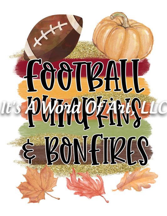 Fall 08 - Football Pumpkins & Bonfires Autumn Pumpkin Leaves - Sublimation Transfer Set/Ready To Press Sublimation Transfer Sub Transfer