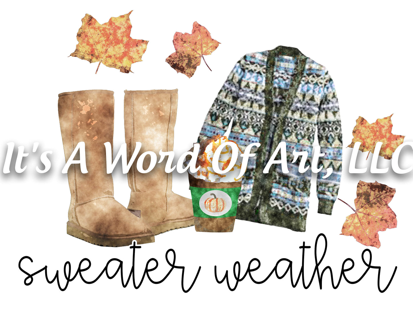 Fall 32 - Sweater Weather Jacket Boots Leaves Autumn - Sublimation Transfer Set/Ready To Press Sublimation Transfer Sub Transfer