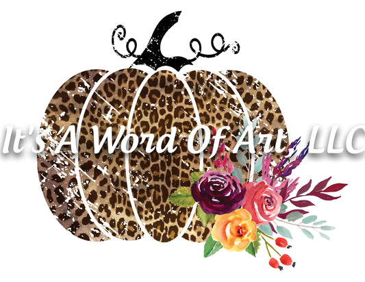 Fall 55 - Pumpkin Leopard Print Flower Autumn - Sublimation Transfer Set/Ready To Press Sublimation Transfer Sub Transfer