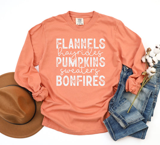 Flannel Pumpkin Bonfires Adult Shirt- Fall 476