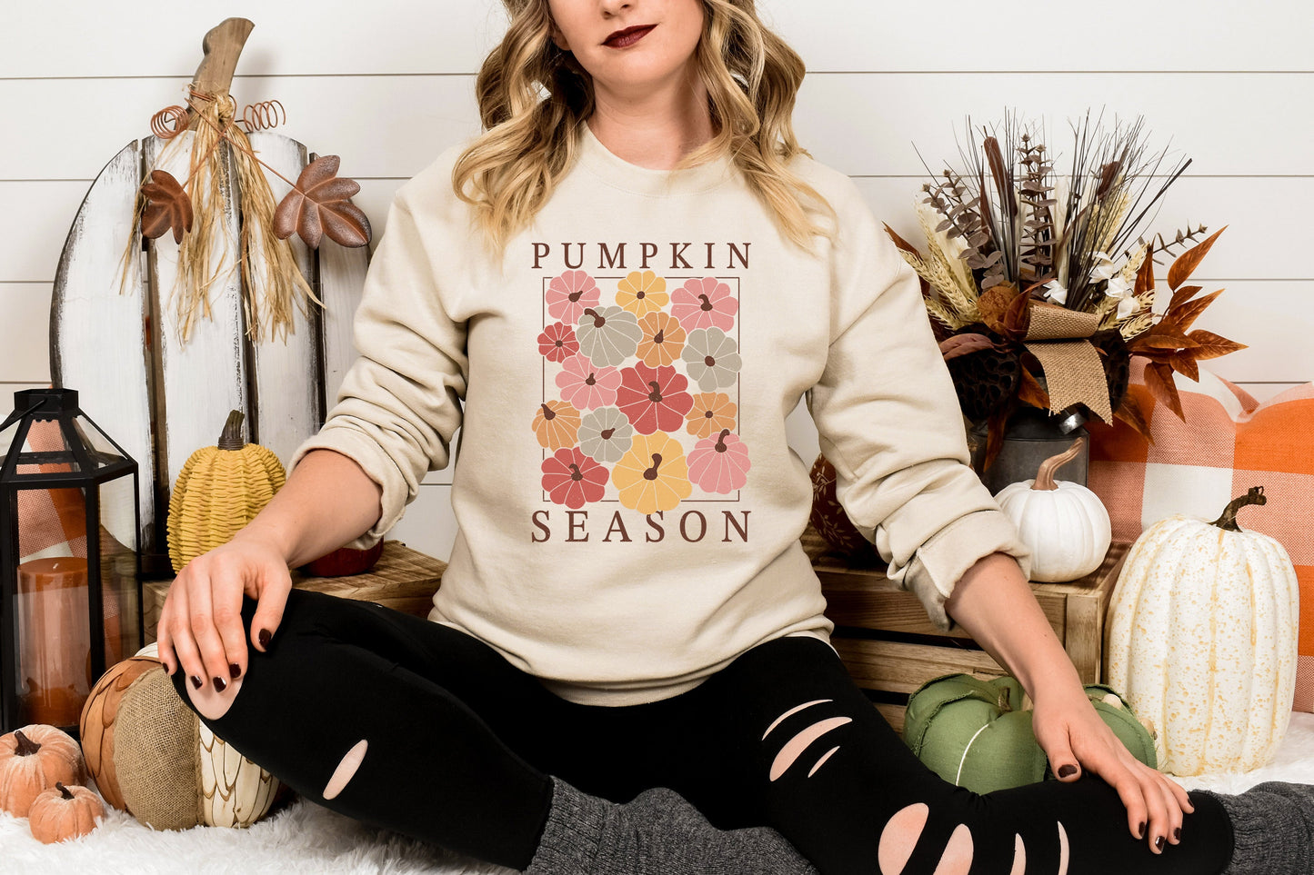 Floral Pumpkin Seaon Adult Sweatshirt- Fall 488