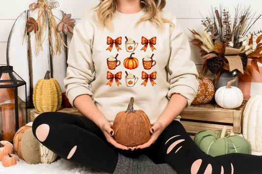 Pumpkin Spice Coquette Ribbon Adult Sweatshirt- Fall 492