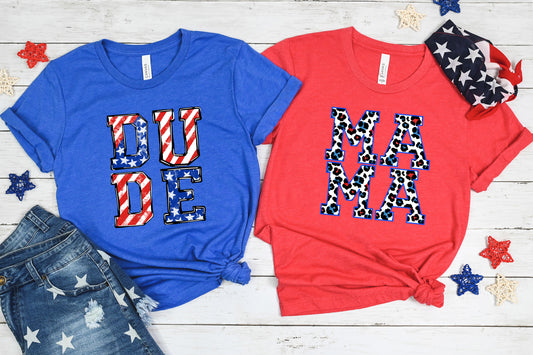 Patriotic Stacked Family Name Shirts