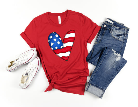 Flag Heart Adult Shirt-Patriotic 94