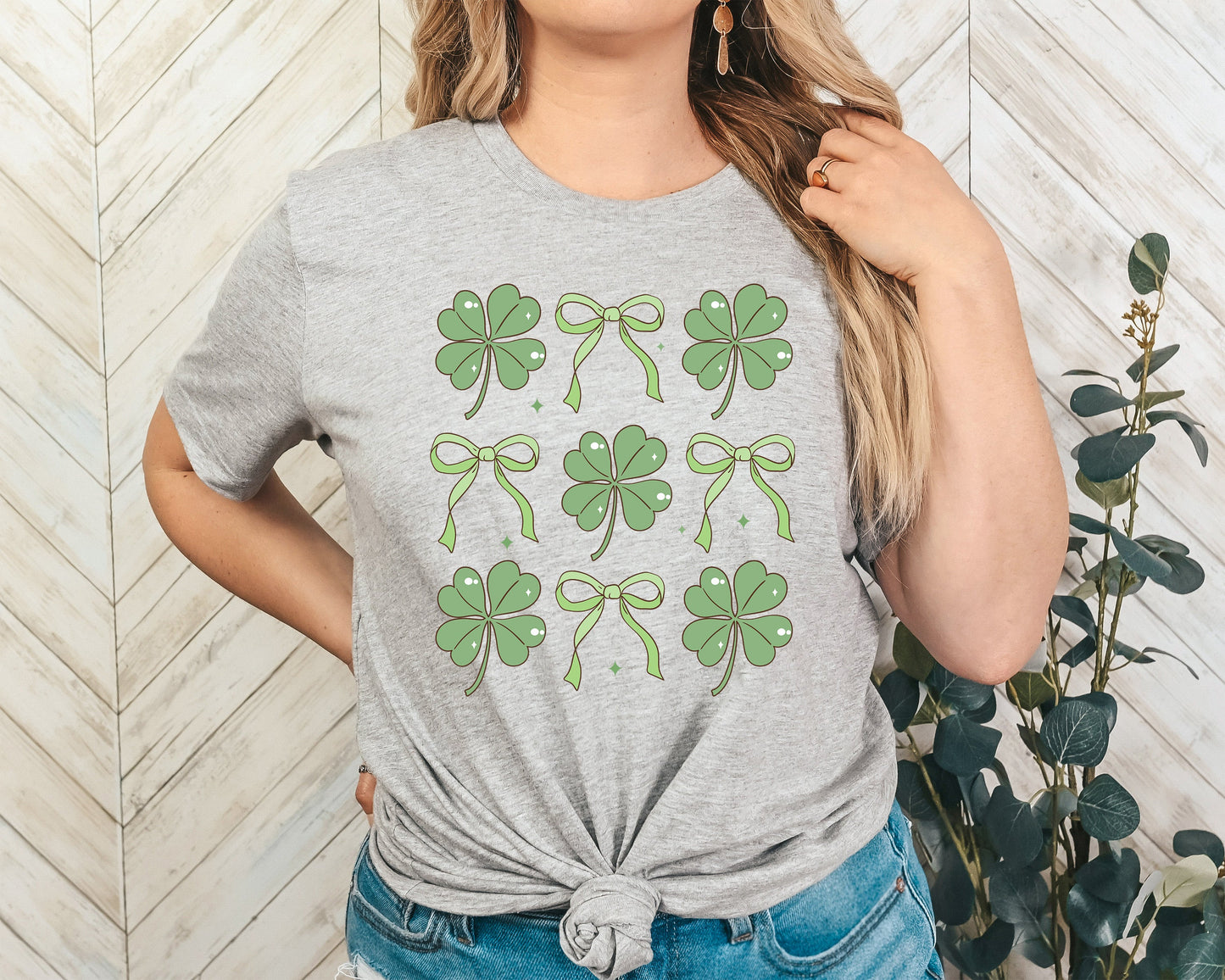 Four Leaf Clover Bow Adult Shirt-St. Patricks 185