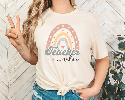 Teacher Vibes Rainbow Adult Shirt- Teacher 298