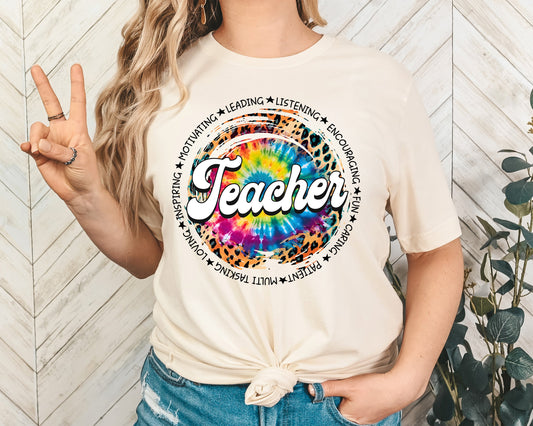 Tie Dye Teacher Adult Shirt- Teacher 300