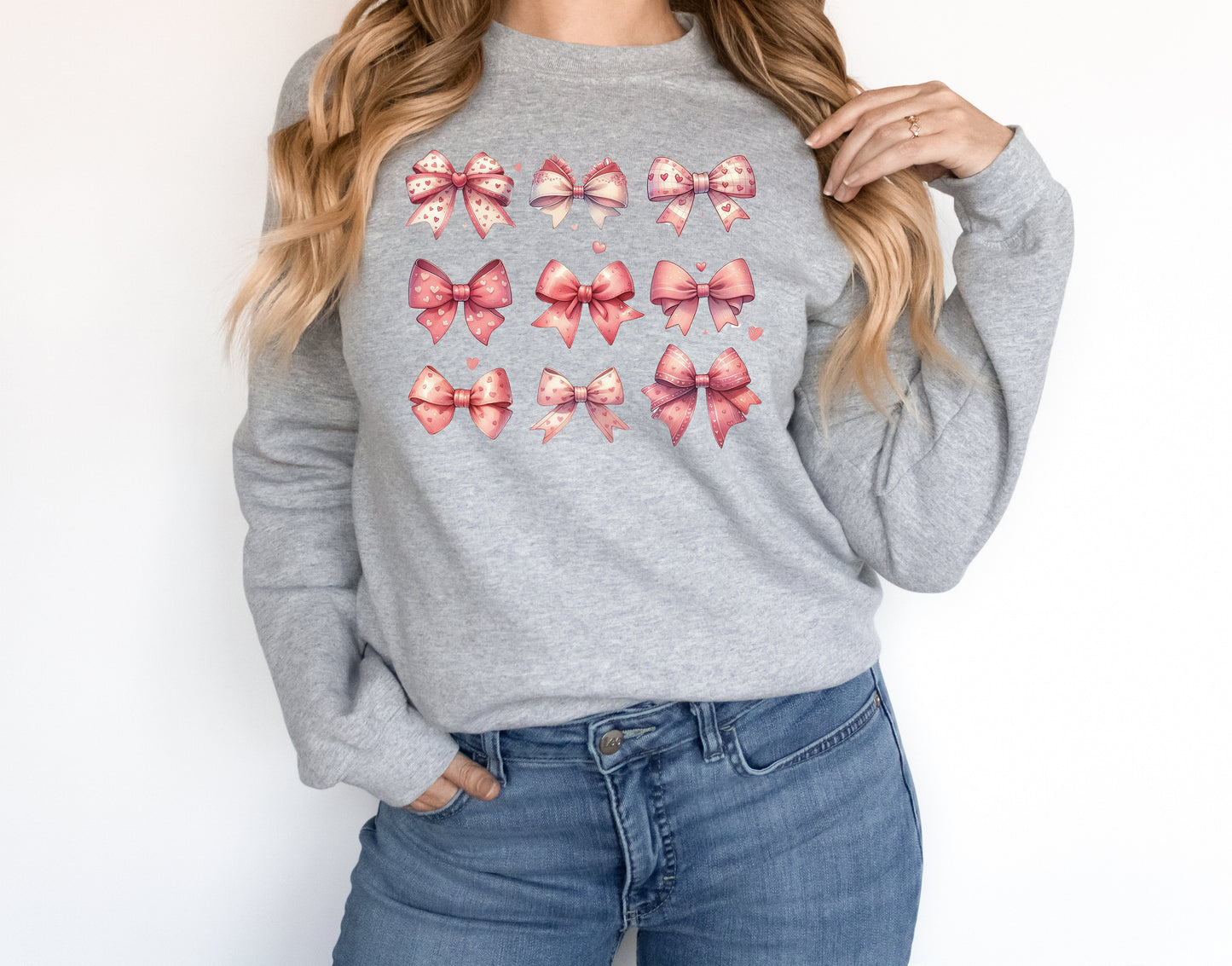 Valentine Bows Adult Sweatshirt- Valentine 574