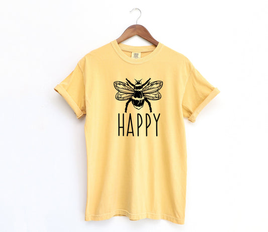Bee Happy Adult Shirt- Animals 249