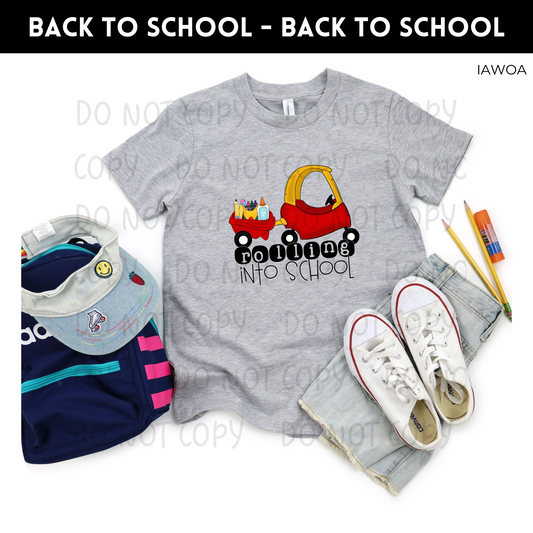 Rolling Into School Red Coupe Youth Shirt- Back to School 477