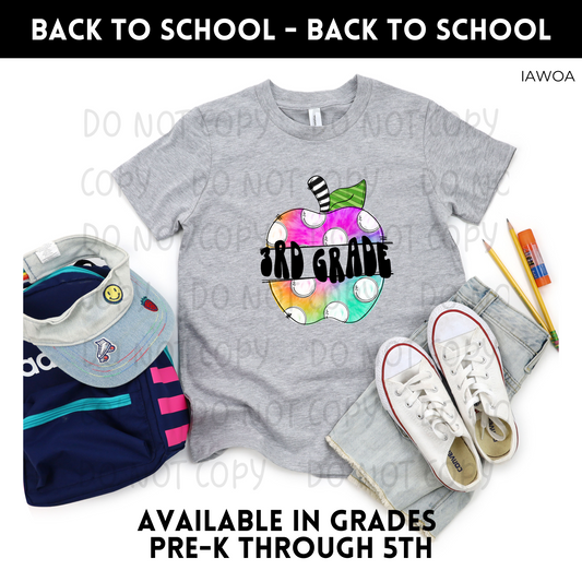 Rainbow Tie Dye Apple Grade Level Youth Shirt