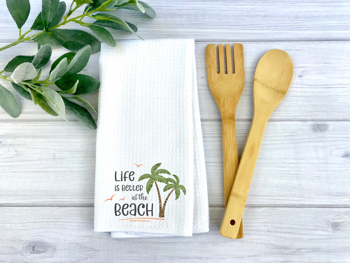Life Is Better At The Beach Waffle Weave Towel- Beach 142