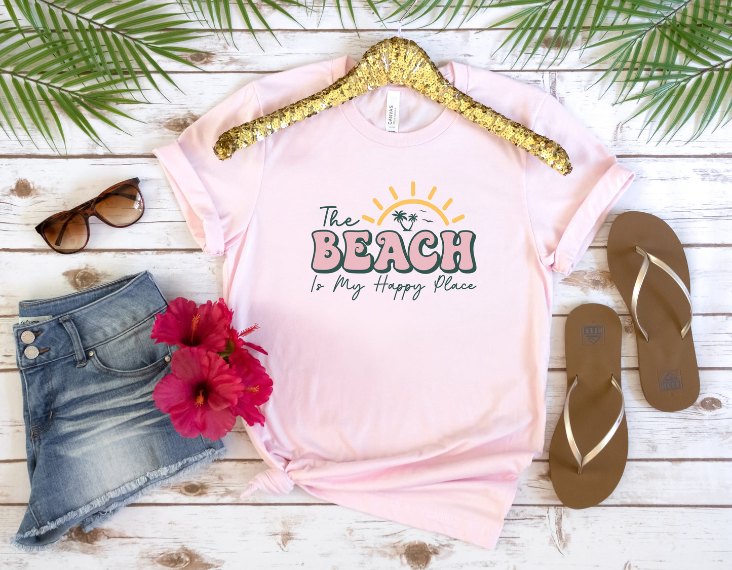 The Beach Is My Happy Place Adult Shirt- Beach 185